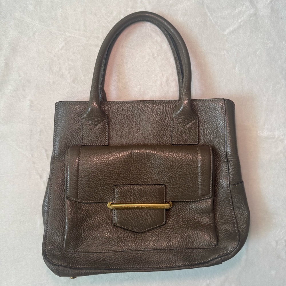 MIRIADE Made in Italy Elegant Brown Gray Leather Handbag Large Leather Satchel